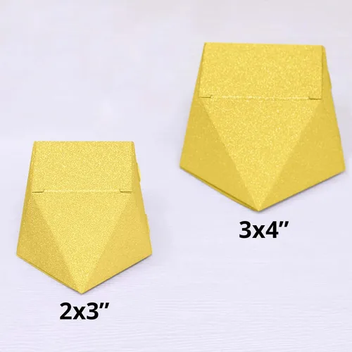 Vista 3 de Efavormart - 25 cajas de regalo de boda con purpurina dorada, forma geométrica de 3 x 4 pulgadas