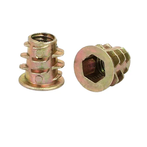 Vista 3 de uxcell Tuercas de inserción roscadas de enchufe hexagonal de interfaz M5x10mm para muebles de madera (paquete de 100)