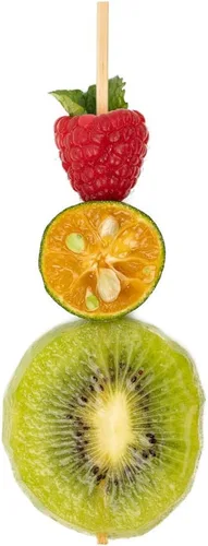 Vista 11 de Púas de cóctel de 3.5 pulgadas, 100 pinchos desechables para aperitivos, parte superior cilíndrica, palillos de dientes decorativos de bambú