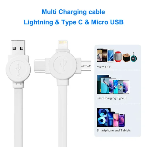 Vista 9 de Cable de carga múltiple retráctil 3 en 1, paquete de 2 cables de carga rápida retráctil, cable de sincronización de datos con puertos iPhone/tipo
