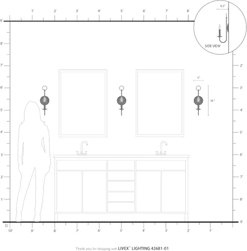 Vista 6 de Livex Lighting 42681-01 - Aplique de pared de latón antiguo (1 luz)