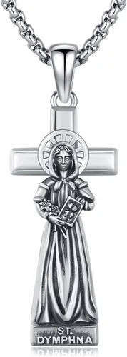 Vista 53 de 925 Sterling Silver Patron Saint Amulet Necklace for Men Women plateado