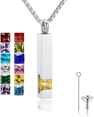 Vista 81 de YOUFENG collar con urna para cenizas, cubos de piedras natales, urna para cenizas humanas, collar de urna de cremación, relicario, recuerdo