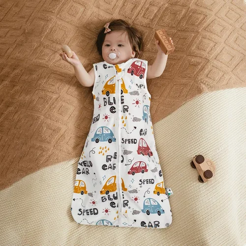 Vista 2 de HOUSABY - Manta de algodón para bebé, saco de dormir de algodón para verano, 1 saco de dormir unisex para niños pequeños, 0.5 TOG con cremallera