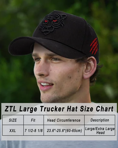 Vista 3 de Oversize XXL Tiger Hat for Big Heads, Extra Large High Crown Baseball Cap Dad Trucker Hat Adjustable Strapback Cap