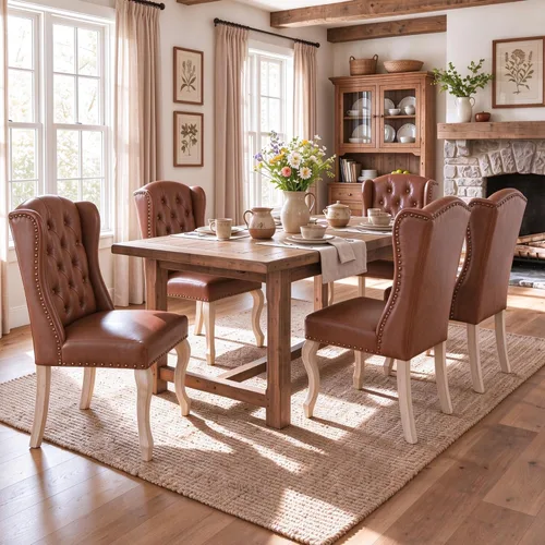 Vista 11 de chairus Juego de 2 sillas de comedor Parsons tapizadas copetudas, color Beige