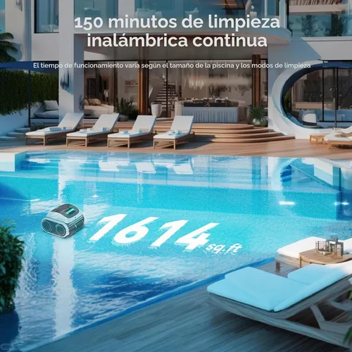 Vista 6 de WYBOT C1 - Robot aspirador inalámbrico para piscinas enterradas, gris con blanco