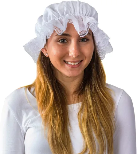 Vista 2 de Tigerdoe Mob Cap - Gorro de mopa blanco - Gorro de Acción de Gracias accesorio colonial para disfraz vestido revolucionario