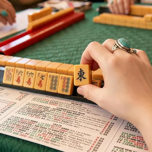 Vista 7 de Mahjong Rule Cards versión 2026 - Impresión grande y fácil de leer, paquete de 4 (rojo)