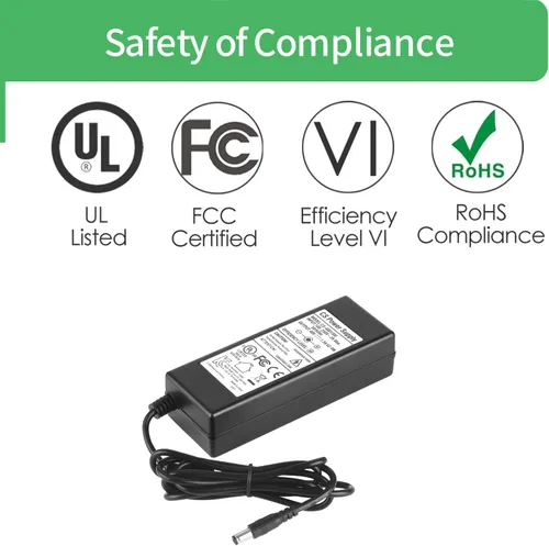 Vista 3 de Adaptador de fuente de alimentación de CA a CC 48V 1.3A 60W, enchufe 0.217 in x 0.083 in, UL listado
