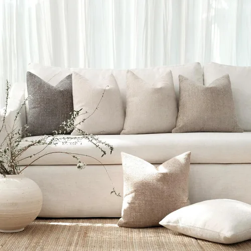 Vista 6 de 18x18 Fundas de almohada de chenilla, paquete de 4, serie neutra beige/marrón