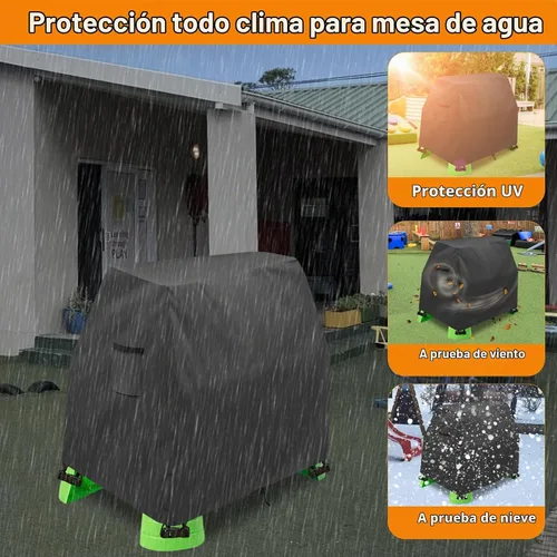 Vista 4 de Cubierta para mesa de agua para niños, resistente al aire libre, 600D, impermeable, anti-UV, a prueba de polvo, para niños, compatible con Step2