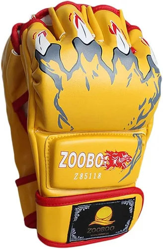 Vista 4 de ZooBoo Guantes de MMA, guantes de boxeo de medio dedo, guantes de lucha MMA con banda de muñeca ajustable para Sanda Sparring saco de boxeo