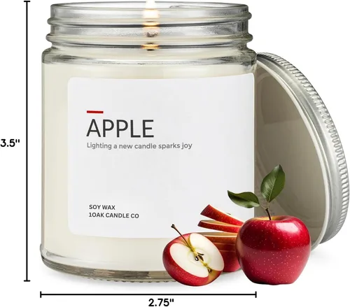 Vista 6 de 1OAK Vela de Manzana - Velas perfumadas de cera de soja (Manzana) - Velas de soja para aromatizar el hogar - Quema larga premium - Hechas a mano
