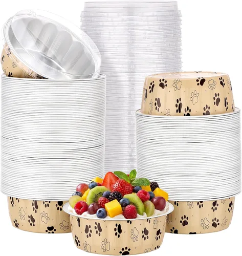 Vista 77 de Beasea Disposable Ramekins with Lids, 50 Pack 8oz 235ml Aluminum Foil Baking Cups with Lids, Aluminum Creme Brulee Ramekins Muffin Cupcake Pudding