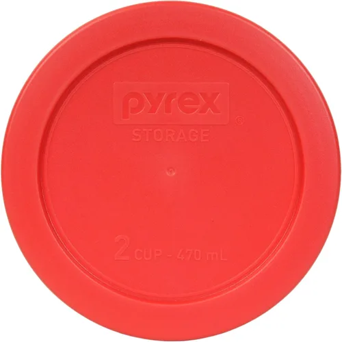 Vista 2 de Pyrex 7200-PC 2 tazas rojas tapas de repuesto para almacenamiento de alimentos (paquete de 12) - Fabricado en Estados Unidos