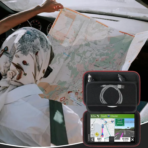 Vista 7 de Funda GPS para Garmin dezl OTR610/OTR720/OTR710/OTR620/DriveSmart 76/66/71 EX/DriveCam™ 76/RV 795/RV Cam 795, 6-7 pulgadas con bolsa de malla