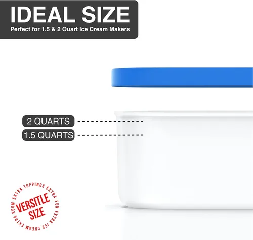 Vista 2 de BALCI Contenedor de helado - Tina congelador de 2 cuartos (azul)