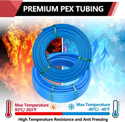 Vista 6 de EFIELD - Tubería Pex A de 1/2 pulgada, 100 pies, color azul para aplicaciones de fontanería de agua potable con un cortador de tubos (XB100)