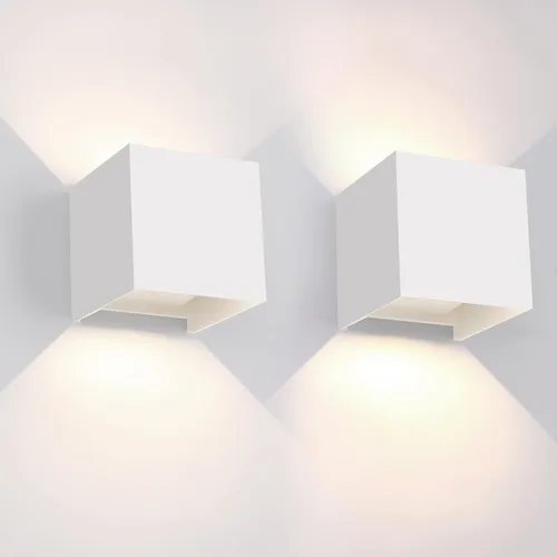 Vista 12 de Mille Lucciole Paquete de 2 lámparas de pared para exteriores de 12 W, para exteriores e interiores, apliques de pared LED blancos modernos, IP65