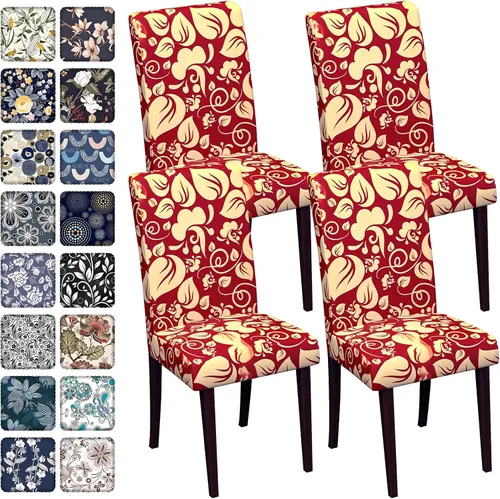Vista 29 de Fundas para sillas de comedor CoSofSLIP, juego de 2, fundas estampadas elásticas antideslizantes, fundas extraíbles y lavables para sillas
