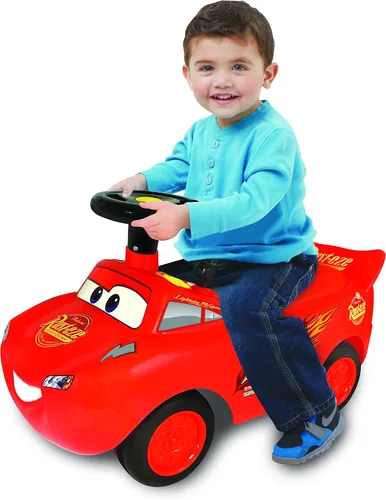 Vista 5 de Kiddieland Toys Limited My Lightning McQueen Racer Ride On, multicolor, grande Disney Pixar Cars tema con volante interactivo, sonidos del motor