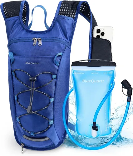 Vista 10 de Blue Quartz Mochila de hidratación con bolsa de agua de 2 L, mochila de agua de senderismo para mujeres y hombres, mochila ligera de ciclismo