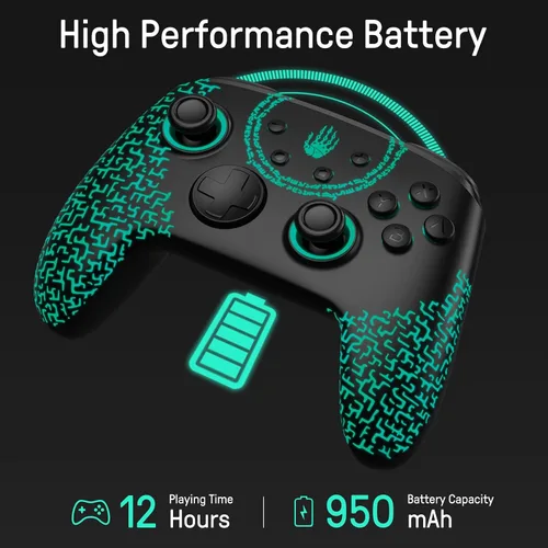 Vista 7 de Firefly Patrón luminoso Switch Pro Controlador inalámbrico compatible con Nintendo SwitchOLEDLite, mando a distancia Bluetooth FUNLAB con 7