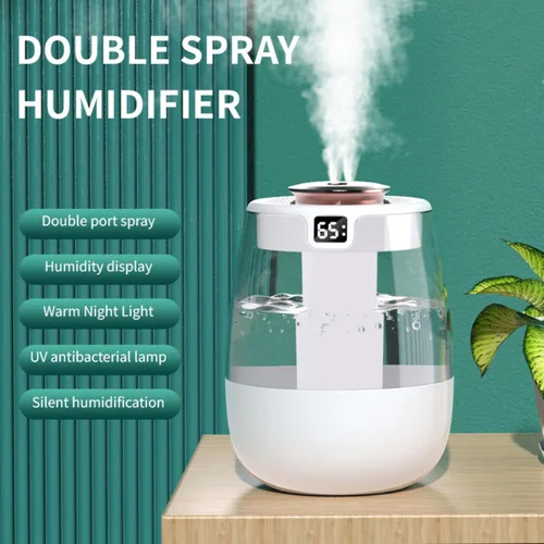 Vista 2 de Humidificador para dormitorio, humidificador de niebla fría de 1.8L con luz nocturna, humidificadores para el hogar y las plantas, habitación