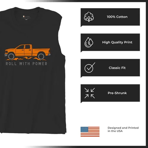 Vista 100 de Tee Hunt Camisetas gráficas y camisetas sin mangas para hombre Roll with Power Pickup Truck