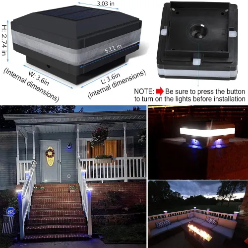 Vista 4 de Sumaote Luz solar para poste de poste, luz solar LED impermeable para exteriores para postes de madera de 4 x 4, 5 x 5, 6 x 6, luces de valla