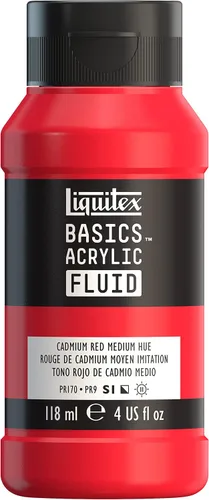 Vista 22 de Liquitex BASICS - Pintura acrílica fluida, botella de 4 onzas, tono permanente carmesí lizarina Super Versatile, Fine Art Pigments; Fluid