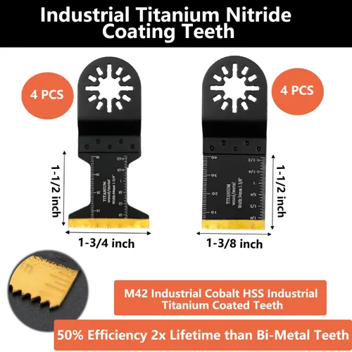 Vista 2 de Hojas de sierra oscilantes, cuchillas multiherramienta de titanio, corte de metal, cuchillas multiherramienta para uñas de metal suave