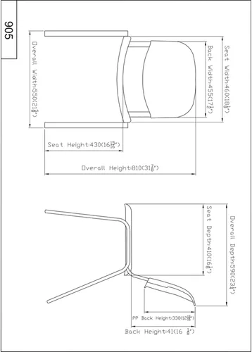 Vista 2 de Lorell Silla apilable negra con respaldo bajo (paquete de 4)