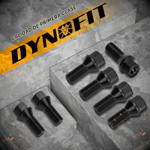 Vista 5 de Dynofit - Pernos de 14x1.5 compatibles con Audi, vástago de 27mm, 52mm de alto, pernos de rueda cónicos de asiento aftermarket para A1 A2 A3 A4 A8