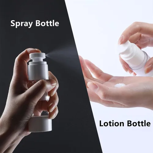 Vista 3 de 3 botellas de bomba sin aire de viaje, botellas de bomba sin aire, dispensador de bomba de maquillaje, botella de tamaño de viaje
