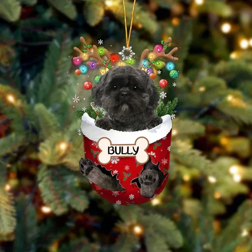 Vista 172 de IZI POD Affenpinscher Adorno de Navidad personalizado para perro, adorno de bolsillo de nieve para perro para árbol de Navidad, adorno acrílico