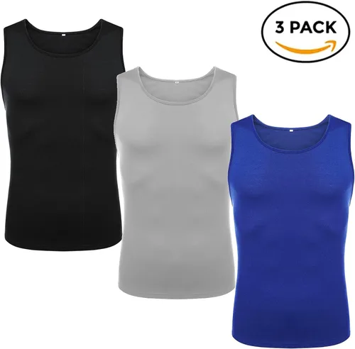 Vista 4 de Babioboa Paquete de 3 camisetas sin mangas de entrenamiento para hombre, atléticas para gimnasio, culturismo, músculo