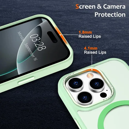 Vista 360 de Anuck - Funda magnética para iPhone 11 compatible con MagSafe, carcasa trasera mate translúcida dura, borde de TPU, delgada, resistente a impactos