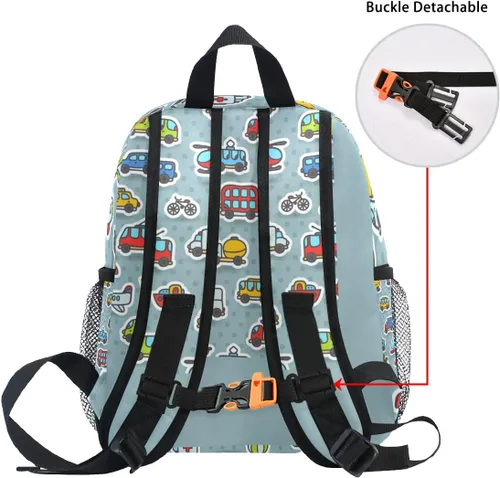 Vista 6 de Mochila personalizada para niños, mochila personalizada con nombre y texto para niños, lindo diseño de caricaturas, transporte, preescolar, jardín