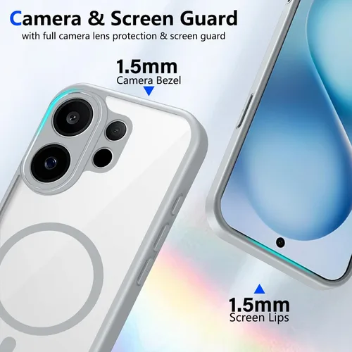 Vista 460 de Funda magnética transparente compatible con Xiaomi 17T, color negro 2 en 1 PC + TPU cubierta de teléfono a prueba de golpes, carcasa protectora