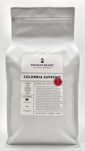 Vista 2 de Smokin Beans Café tostado fresco Colombia Antioquia de 2 libras, procesamiento natural, tostado medio, café en grano entero