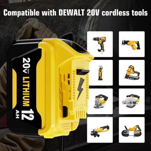 Vista 6 de 2Pack 12.0 Ah High Capacity DCB206 Replacement for Dewalt 20v Max Battery Lithium Compatible with Dewalt 20v Battery Compatible with Dewalt Battery