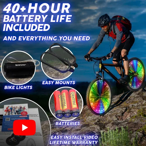 Vista 6 de Activ Life Luces LED para rueda de bicicleta con pilas incluidas. Obtén 100% más brillantes y visibles desde todos los ángulos para la máxima