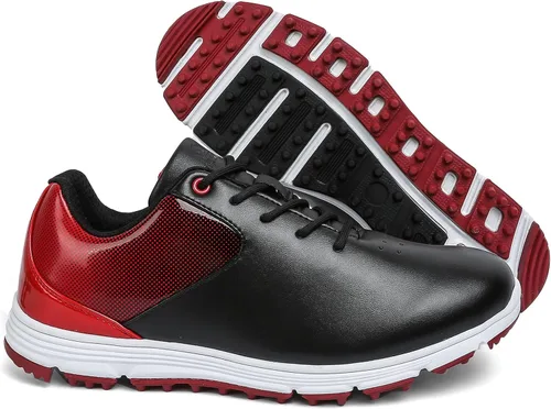 Vista 2 de Zapatos de golf impermeables para hombre, sin pinchos, para exteriores, golf, deportes, entrenamiento, clásicos, para hombre, talla 13, 14