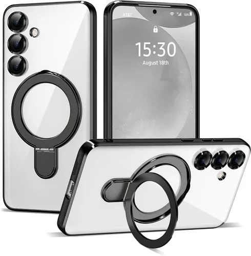 Vista 27 de Funda compatible con Samsung Galaxy S24 Plus con soporte de anillo magnético [compatible con Mag-Safe] protector de lente de cámara chapado Dorado