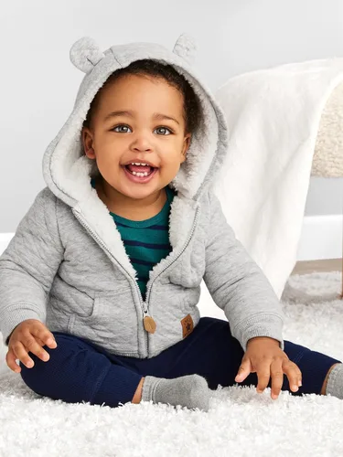 Vista 2 de Simple Joys by Carter's Unisex Babies' Hooded Sweater Jacket with Sherpa Lining