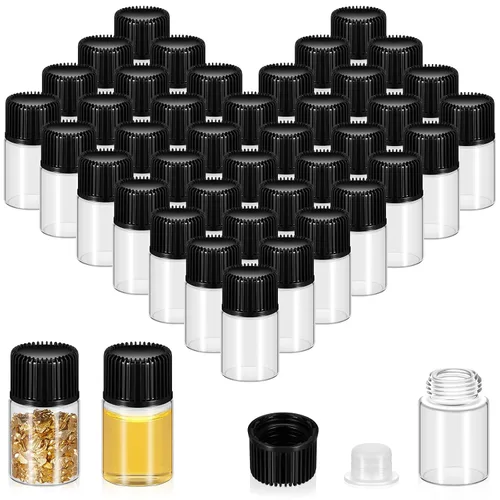 Vista 11 de Lallisa - 200 frascos de vidrio de 0.2 fl oz con tapas de rosca, botellas de vidrio pequeñas a prueba de fugas a granel, mini viales de muestra