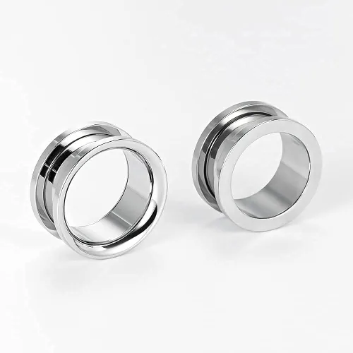 Vista 4 de PUNKYOUTH Juego de 14 tapones de túneles de acero inoxidable con tornillo de ajuste de tornillo expansor de piercing corporal juego de joyas