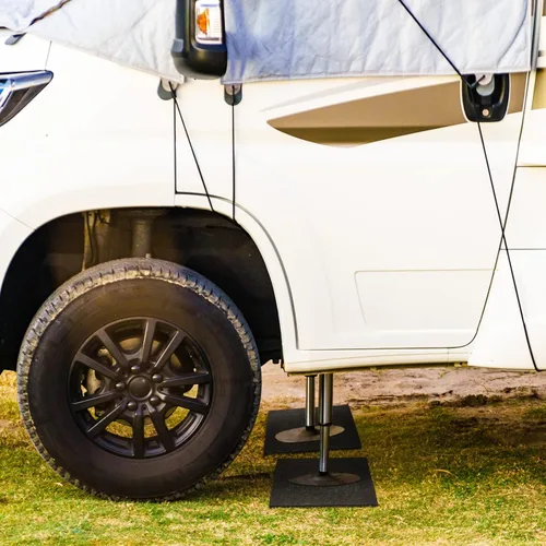 Vista 7 de Paquete de 4 almohadillas de goma para gato de RV, accesorios para remolque de caravana, gato estabilizador de RV, almohadillas niveladoras